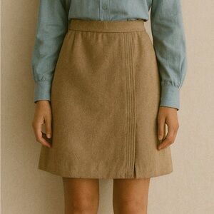 Vintage Ship’n Shore Wool Cashmere A-Line Skirt | Camel Beige Classic Minimal